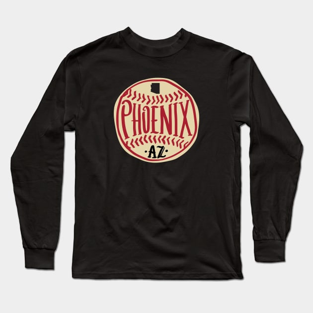 Phoenix Arizona Hand Drawn Typography Baseball T-Shirt Long Sleeve T-Shirt by goodwordsco